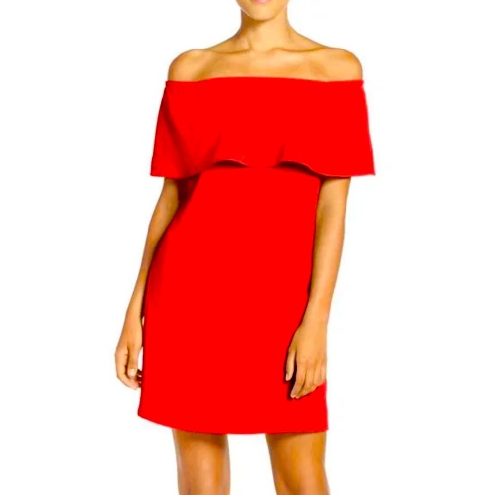 Off shoulder red Charles Henry dress, lined